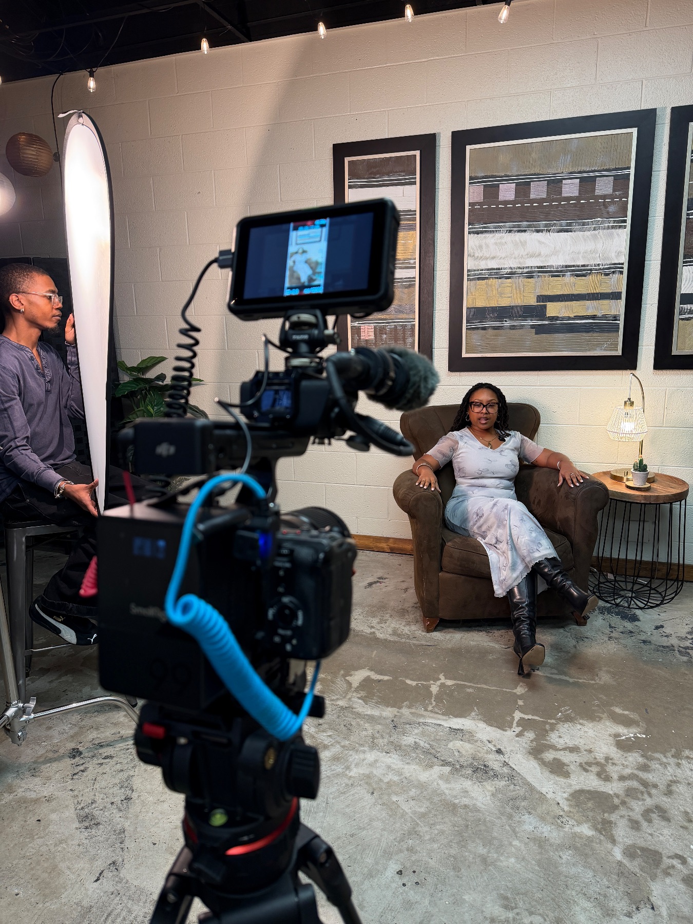 Burdette Visuals crew on set during a video production
